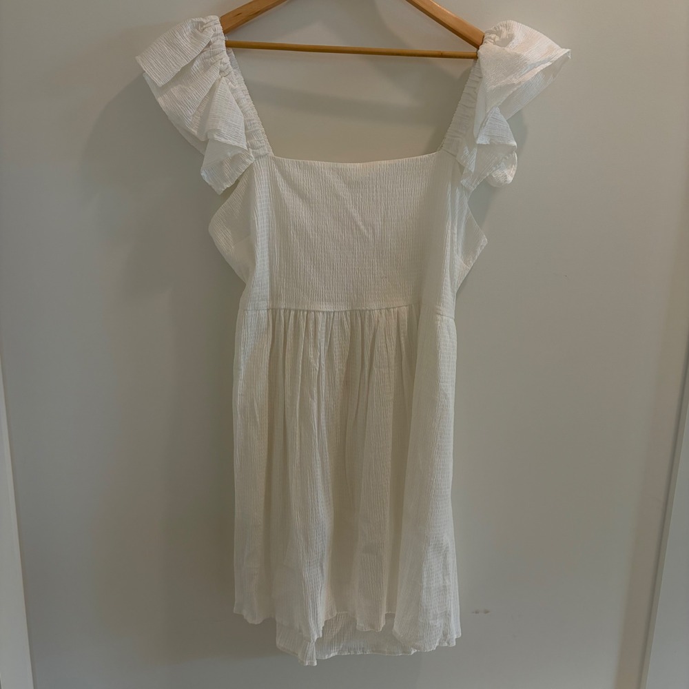 miami White Ruffle Strap Mini Dress